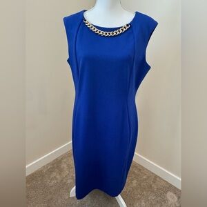 Calvin Klein Royal Blue Chain-Accent Dress